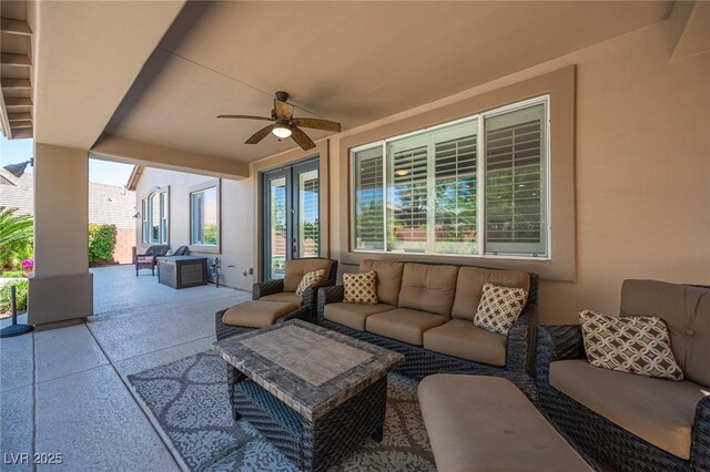 11112 Pine Greens Ct, Las Vegas, NV 89144 - view of patio with a ceiling fan and an outdoor hangout area