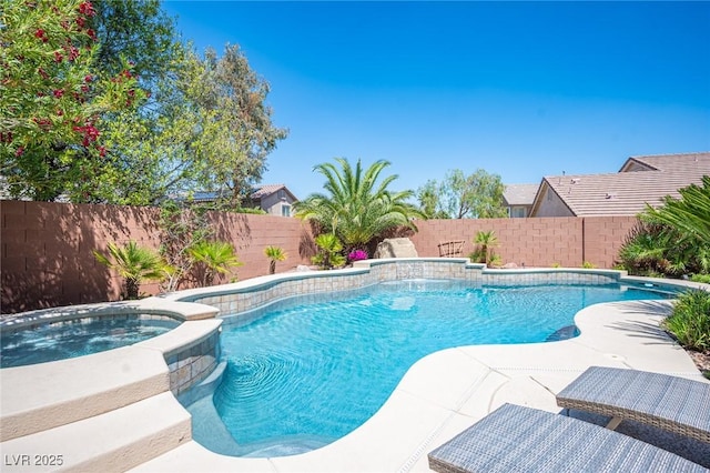 11112 Pine Greens Ct, Las Vegas, NV 89144 - view of swimming pool with a fenced backyard and a pool with connected hot tub
