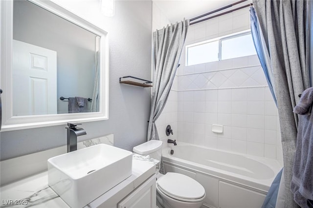 11112 Pine Greens Ct, Las Vegas, NV 89144 - full bathroom featuring toilet, shower / bath combination with curtain, and vanity