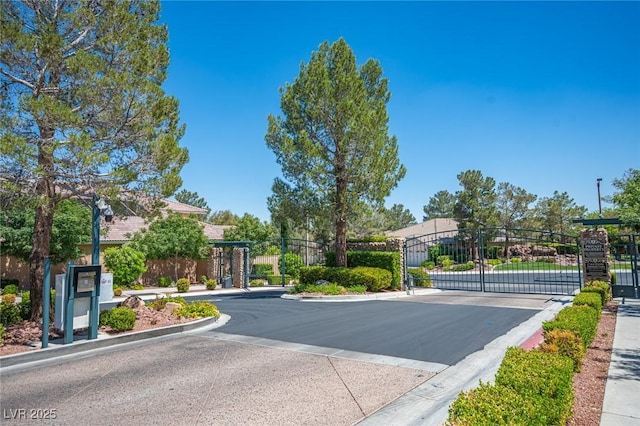 11112 Pine Greens Ct, Las Vegas, NV 89144 - view of asphalt street featuring a gate, a gated entry, curbs, and sidewalks