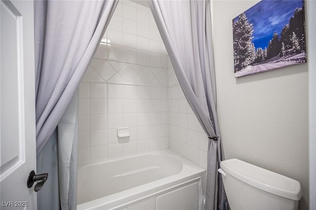 11112 Pine Greens Ct, Las Vegas, NV 89144 - bathroom featuring toilet and shower / bath combination with curtain