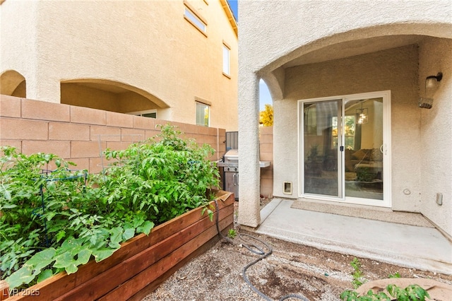 4533 Lime Straight Dr, Las Vegas, NV 89115 - doorway to property featuring stucco siding and fence