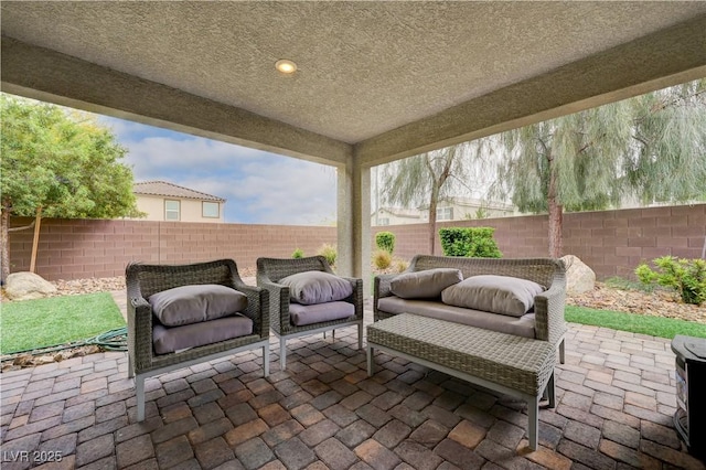 view of patio with a fenced backyard