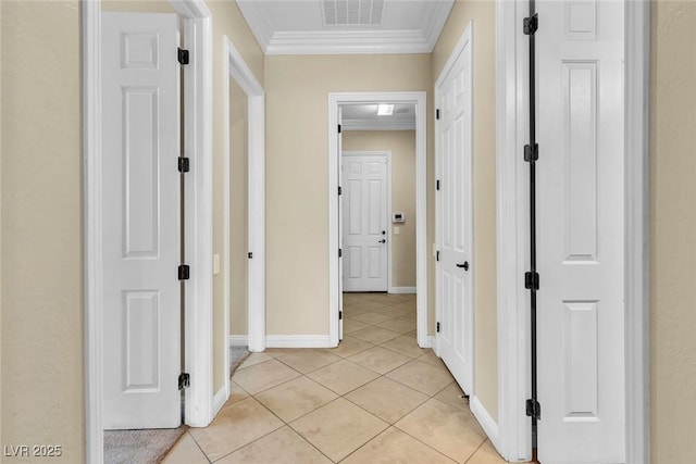7505 Java Sparrow St, North Las Vegas, NV 89084 - corridor featuring light tile patterned floors, crown molding, and baseboards
