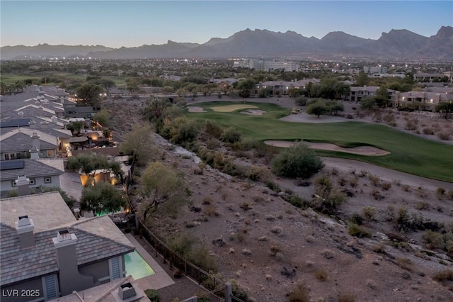 437 Pinnacle Heights Ln, Las Vegas, NV 89144 - aerial view of property's location with a golf course, mountains, and nearby suburban area