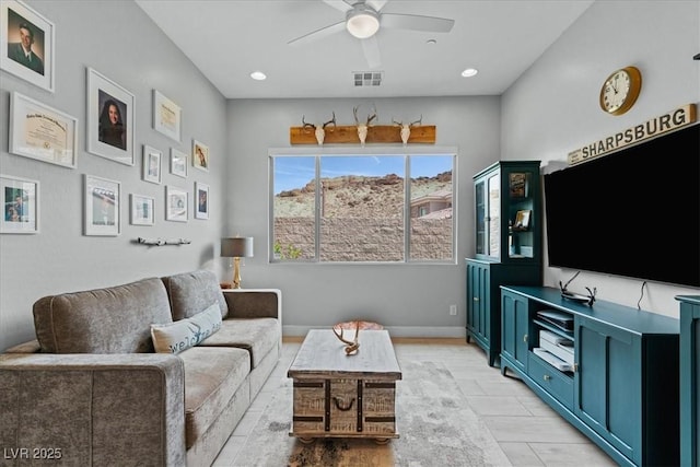 38 Costa Tropical Dr, Henderson, NV 89011 - living area featuring ceiling fan, recessed lighting, and baseboards