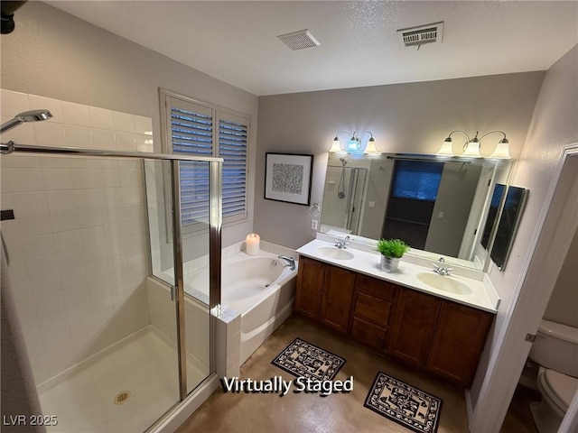 5019 Quiet Falls Ct, Las Vegas, NV 89141 - bathroom with a garden tub, a shower stall, and double vanity