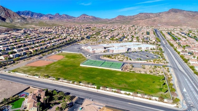 729 Scottsdale St, Henderson, NV 89002 - aerial view of property's location featuring a mountain backdrop and nearby suburban area