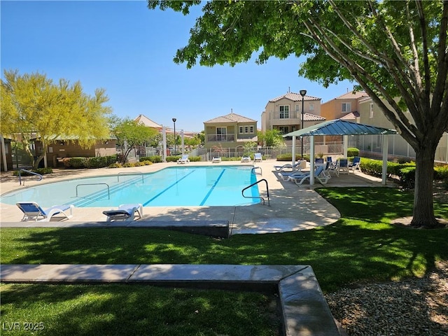7461 Enviable Ct, Las Vegas, NV 89149 - community pool featuring a patio, a residential view, and a gazebo