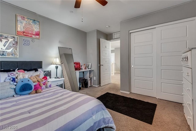 253 Kindly Way, Henderson, NV 89011 - carpeted bedroom featuring a closet and ceiling fan