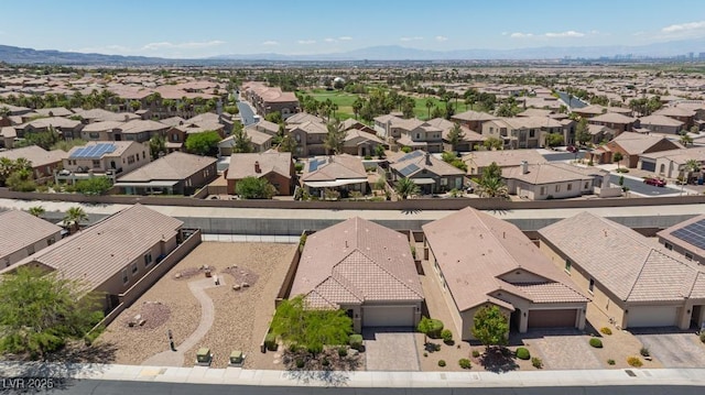 aerial perspective of suburban area with mountains