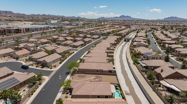 aerial perspective of suburban area featuring a mountainous background