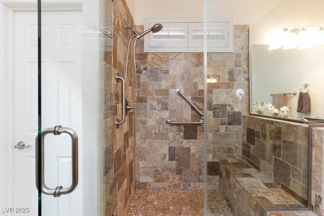 bathroom featuring a stall shower