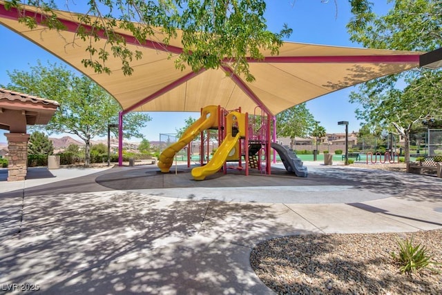 community play area featuring fence