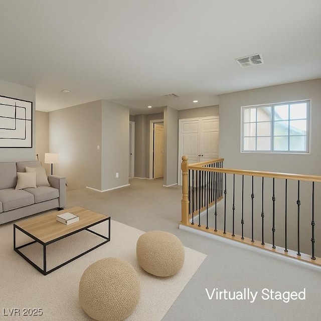 3440 Bella Viera Ct, Las Vegas, NV 89141 - living room with recessed lighting, carpet floors, and baseboards