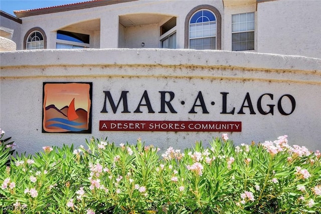 view of community sign