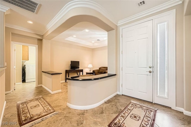 4552 Largo Cantata St, Las Vegas, NV 89135 - entrance foyer with ornamental molding and baseboards