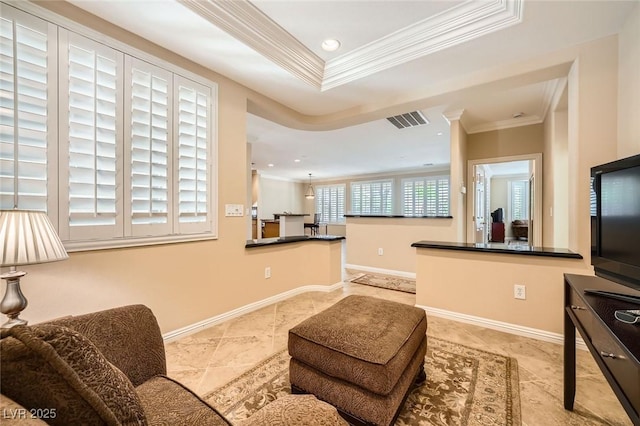4552 Largo Cantata St, Las Vegas, NV 89135 - living area with ornamental molding, recessed lighting, and baseboards