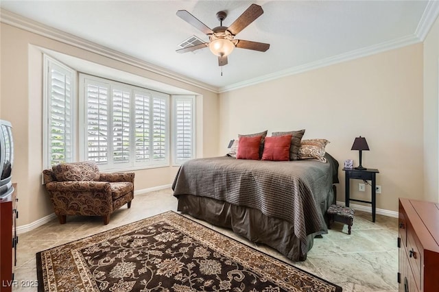 4552 Largo Cantata St, Las Vegas, NV 89135 - bedroom with crown molding, baseboards, and ceiling fan