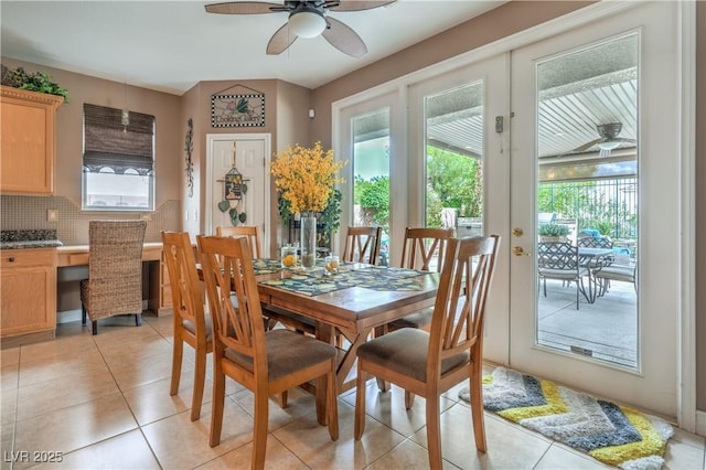 4419 Via Bianca Ave, Las Vegas, NV 89141 - dining room featuring a ceiling fan, light tile patterned floors, and a desk