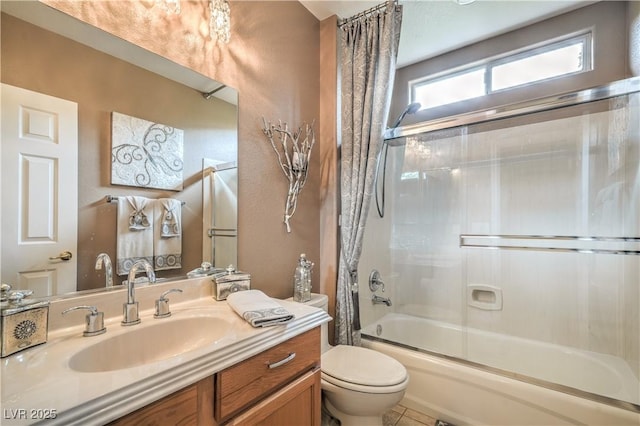 4419 Via Bianca Ave, Las Vegas, NV 89141 - bathroom featuring shower / bath combination with glass door, toilet, and vanity
