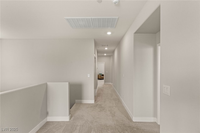 5449 Hickory Tree St, Las Vegas, NV 89149 - hall featuring carpet floors, an upstairs landing, recessed lighting, and baseboards