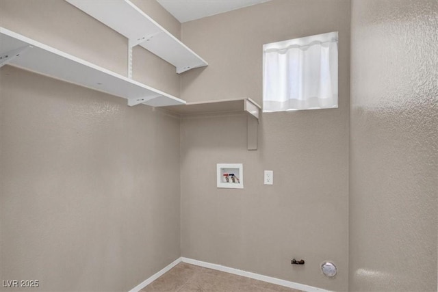 washroom featuring hookup for a washing machine, baseboards, and hookup for a gas dryer