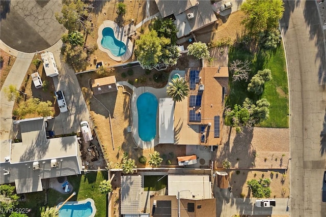 aerial view of a pool