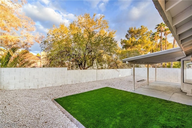 view of yard with a patio area