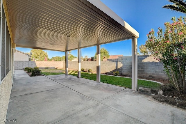 view of patio featuring a fenced backyard
