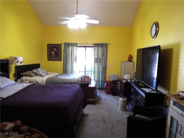 3954 Saddlewood Ct, Las Vegas, NV 89121 - carpeted bedroom with lofted ceiling and a ceiling fan