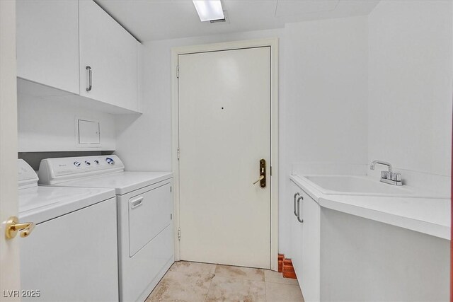 laundry area with cabinet space and washing machine and clothes dryer