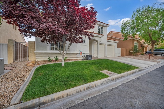 2124 Rising Mist St, Las Vegas, NV 89134 - view of front of property featuring stucco siding, driveway, a front lawn, and an attached garage