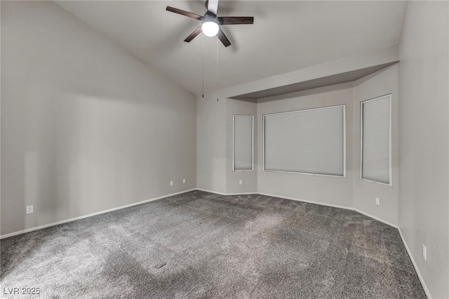2124 Rising Mist St, Las Vegas, NV 89134 - carpeted empty room featuring a ceiling fan, vaulted ceiling, and baseboards