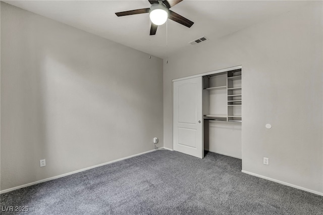 2124 Rising Mist St, Las Vegas, NV 89134 - unfurnished bedroom with carpet, a closet, baseboards, and a ceiling fan