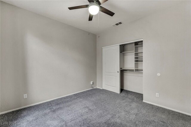 2124 Rising Mist St, Las Vegas, NV 89134 - unfurnished bedroom with carpet floors, a closet, and a ceiling fan