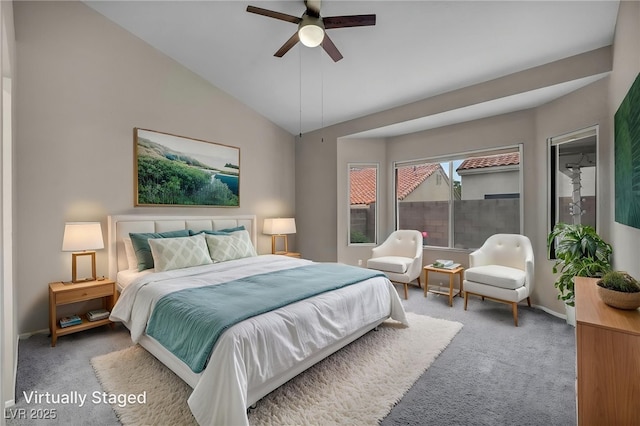2124 Rising Mist St, Las Vegas, NV 89134 - carpeted bedroom featuring lofted ceiling and a ceiling fan