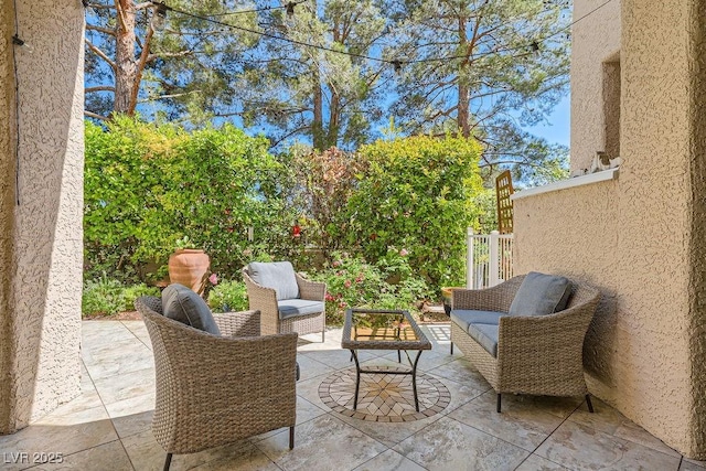 view of patio featuring an outdoor living space