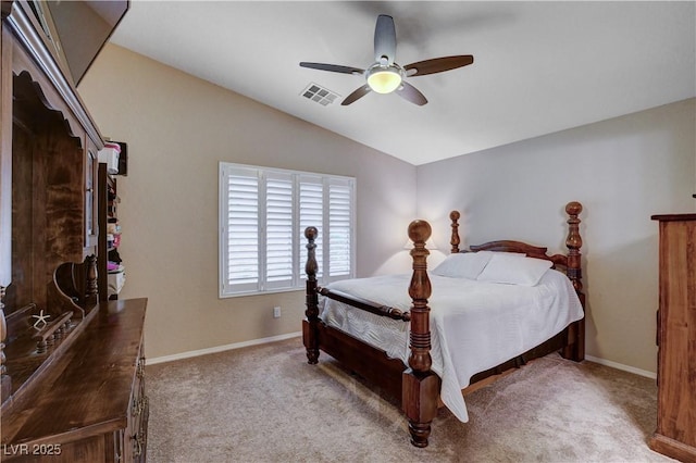 3712 Rocklin Peak Ave, North Las Vegas, NV 89081 - carpeted bedroom with vaulted ceiling, baseboards, and ceiling fan