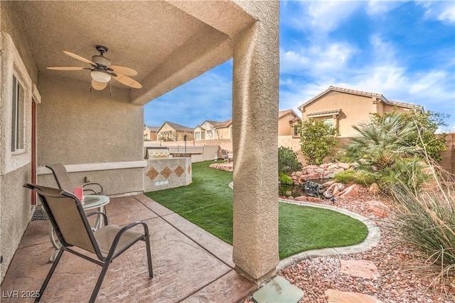 1324 Spice Ridge Ct, Henderson, NV 89012 - view of patio / terrace with ceiling fan and an outdoor kitchen