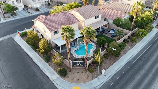 3194 Lapis Beach Dr, Las Vegas, NV 89117 - aerial view of residential area featuring a pool area
