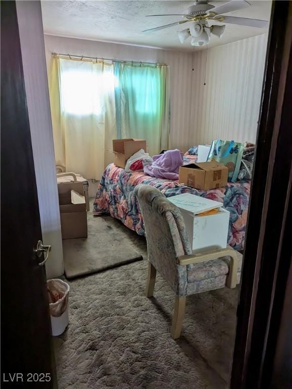 bedroom with carpet and ceiling fan
