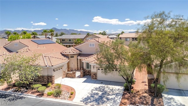 aerial perspective of suburban area with mountains