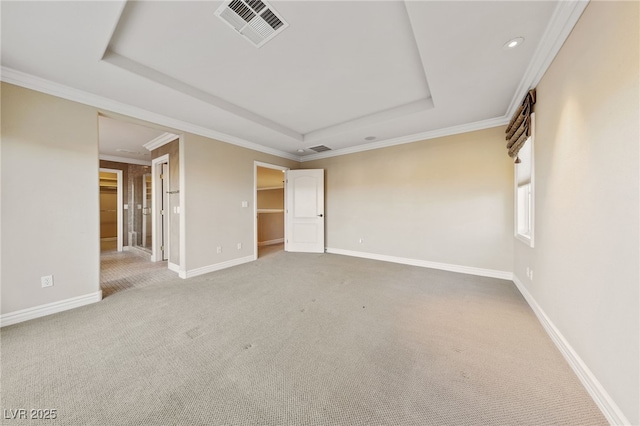 7438 Desertscape Ave, Las Vegas, NV 89178 - carpeted empty room featuring a raised ceiling, baseboards, recessed lighting, and ornamental molding