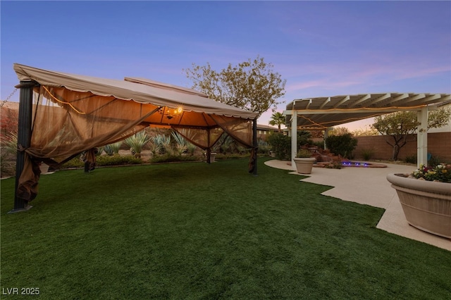 7438 Desertscape Ave, Las Vegas, NV 89178 - view of yard with a gazebo, a pergola, and a patio