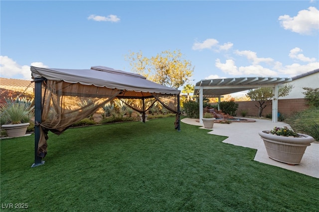 7438 Desertscape Ave, Las Vegas, NV 89178 - view of yard with a gazebo, a pergola, and a patio area