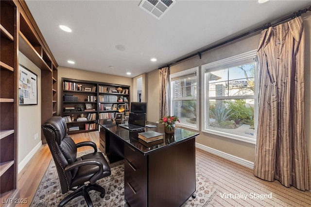 7438 Desertscape Ave, Las Vegas, NV 89178 - office featuring baseboards, recessed lighting, and light wood-style flooring