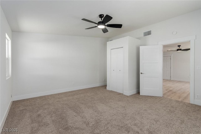 663 D Ave, Boulder City, NV 89005 - unfurnished bedroom featuring carpet floors, baseboards, a closet, and ceiling fan