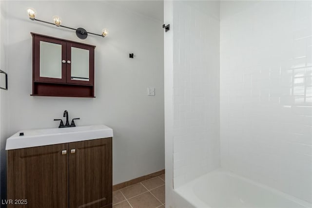 663 D Ave, Boulder City, NV 89005 - bathroom with vanity, tile patterned floors, bathing tub / shower combination, and baseboards