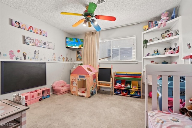 3661 Margarita Way, Las Vegas, NV 89103 - bedroom featuring carpet floors, ceiling fan, and a textured ceiling